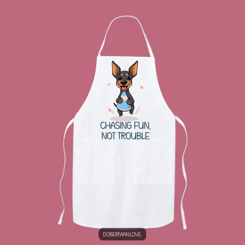 Funny Giggling Doberman Zoomie Apron - Kitchen Hilarious Dog Chef Gift