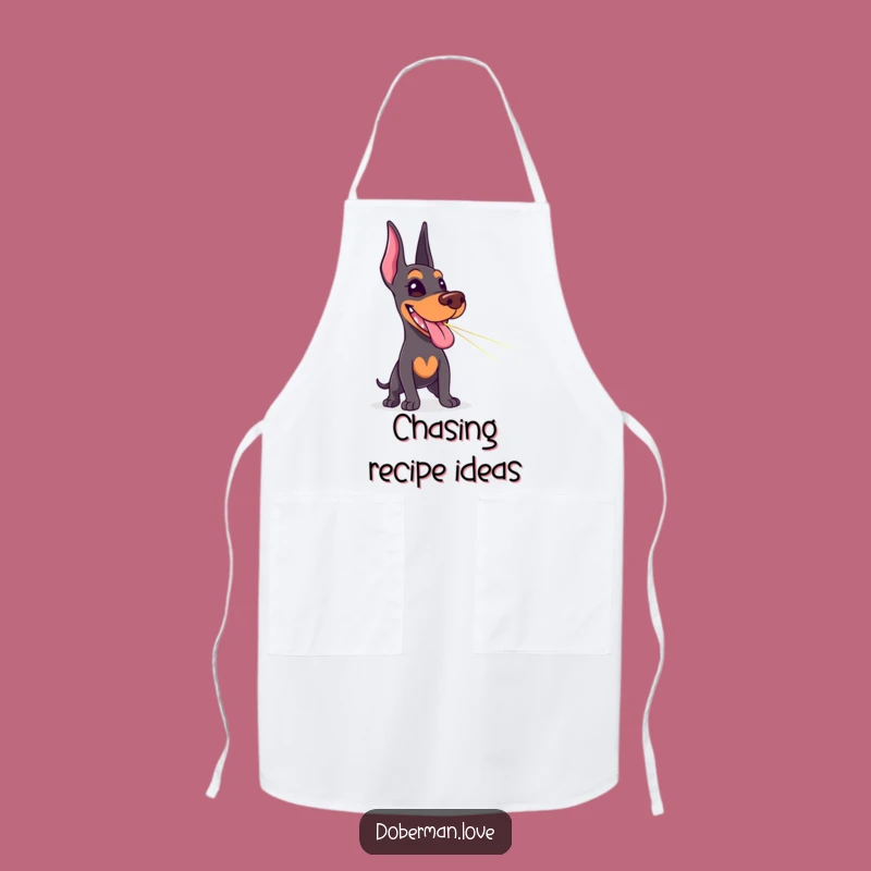 Funny Doberman Laser Chase Apron: Cook Up Smiles with Doggy Fun