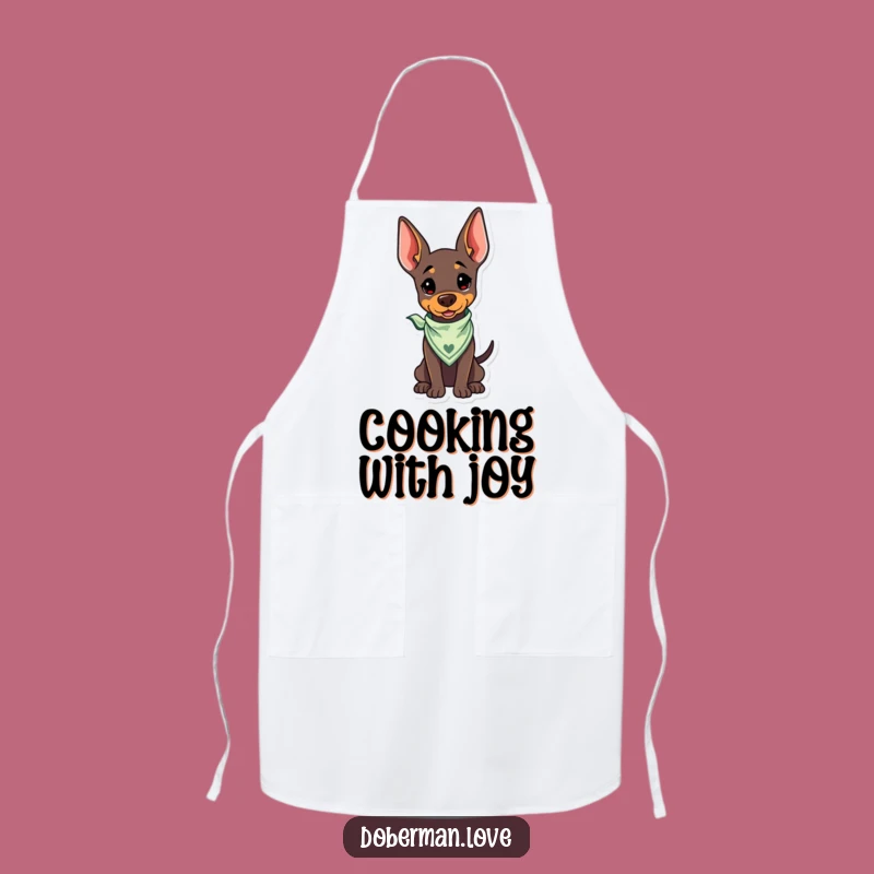 Funny Kawaii Doberman Bandana Apron: Happy Chef Pup Design