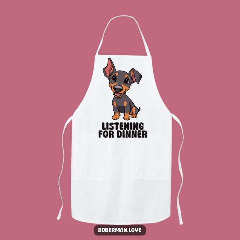 Funny Attentive Doberman Apron: Kitchen Focus, Practical Funny Gift