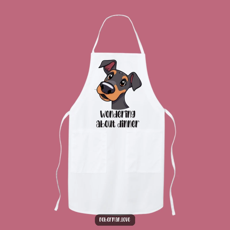 Funny Curious Doberman Apron: Cook with Questions, Charming Funny Gift