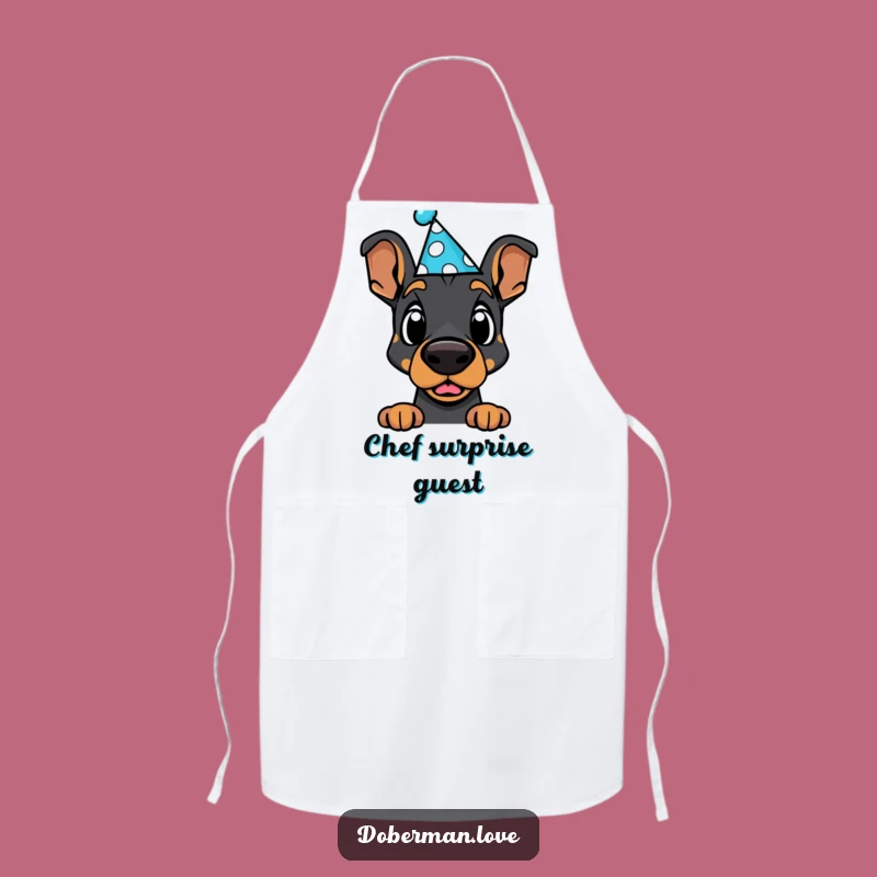 Funny Doberman Party Hat Apron - Hilarious Kitchen Gift