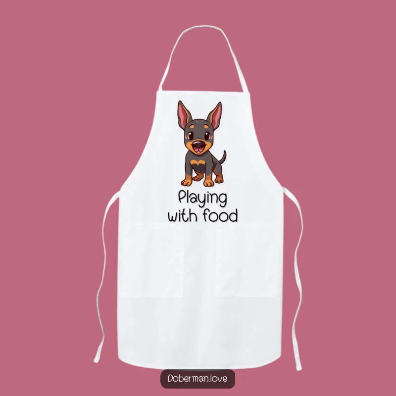Funny Doberman Playtime Kitchen Apron: Cook with Canine Flair