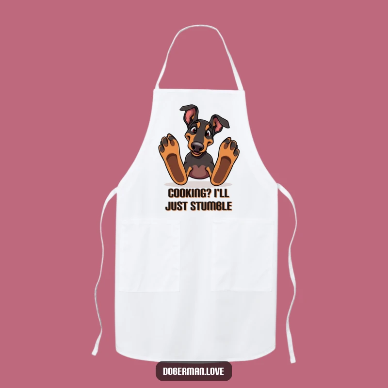 Funny Doberman Tripping Apron: Cook with Comedy in this Clumsy Canine Essential