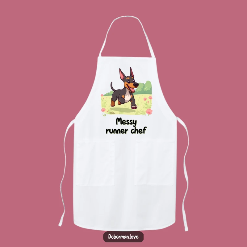 Funny Giggling Doberman Field Run Apron: Cook with Canine Cheer Gift