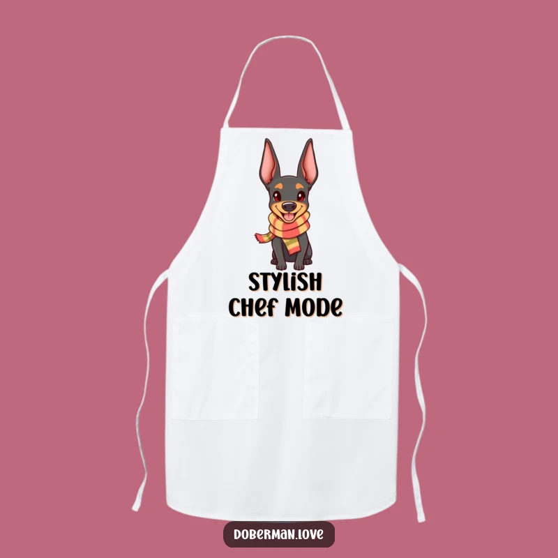 Funny Happy Doberman Scarf Apron - Cheerful Chef Dog Gift