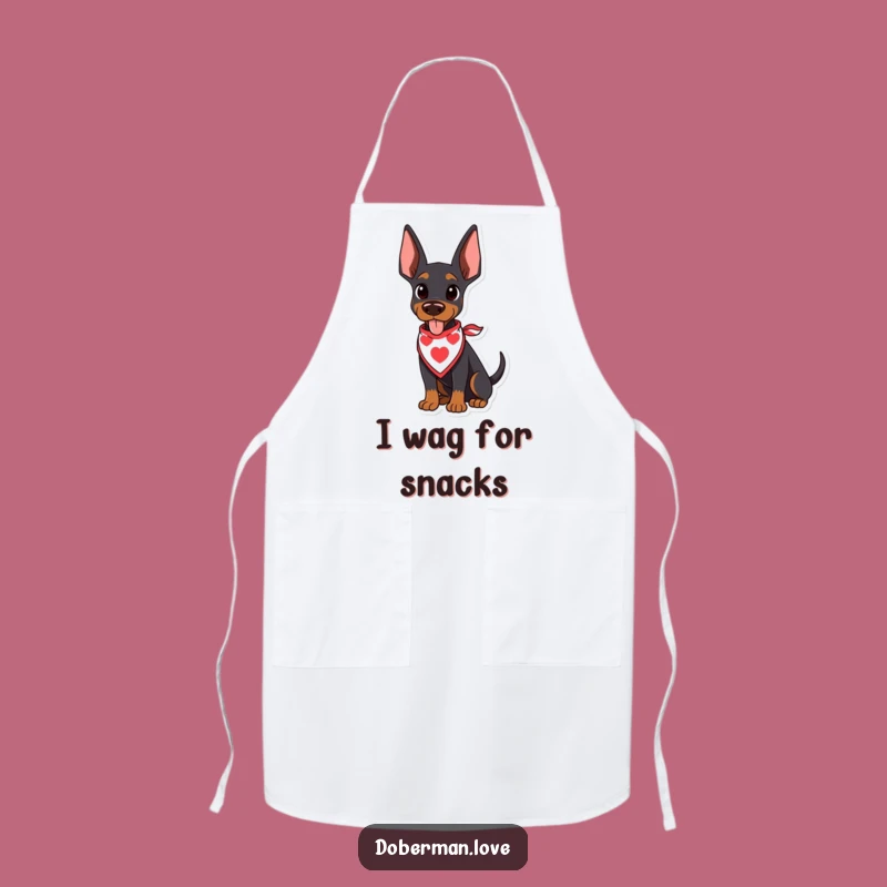 Funny Kawaii Doberman Apron: Wagging Tail, Bandana, Kitchen Joy Gift