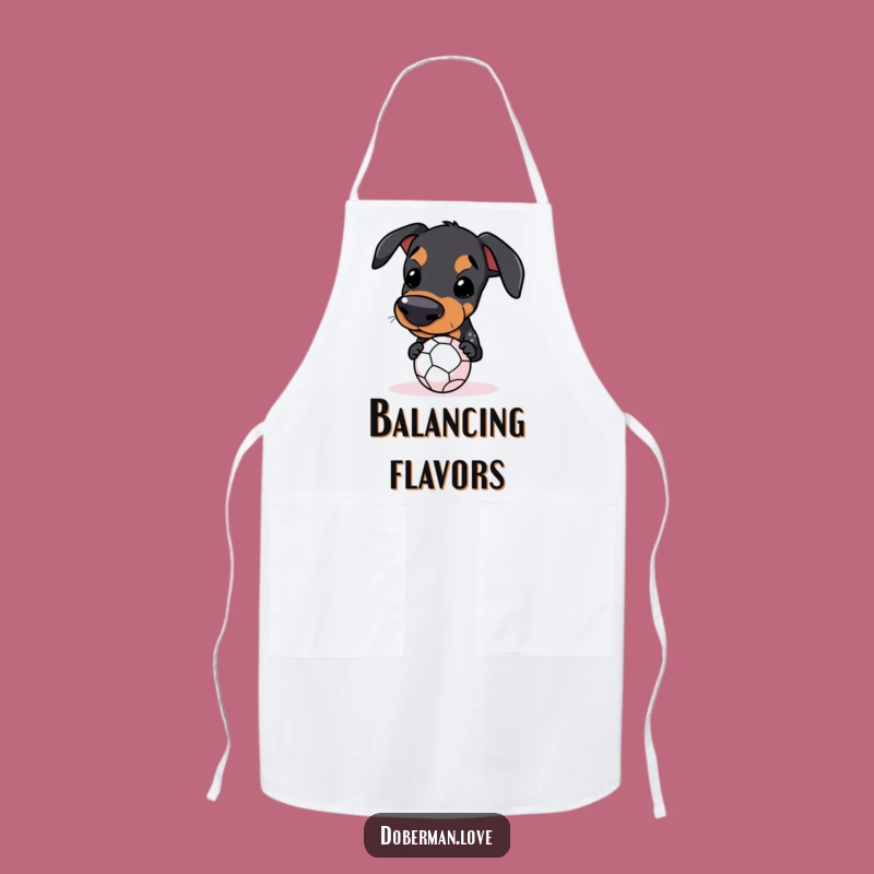 Funny Kawaii Doberman Ball Balance Apron: Kitchen Balance Master