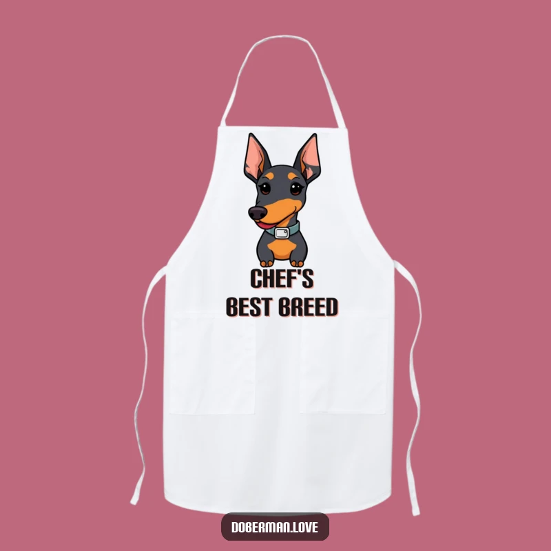 Funny Kawaii Doberman Stylish Collar Apron - Chef's Delight & Hilarious Kitchen Wear