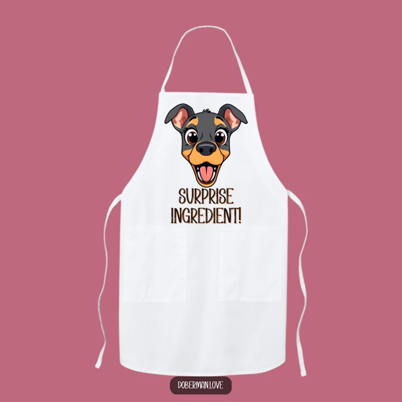 Funny Surprised Doberman Apron: Cook with a Comedic Expression