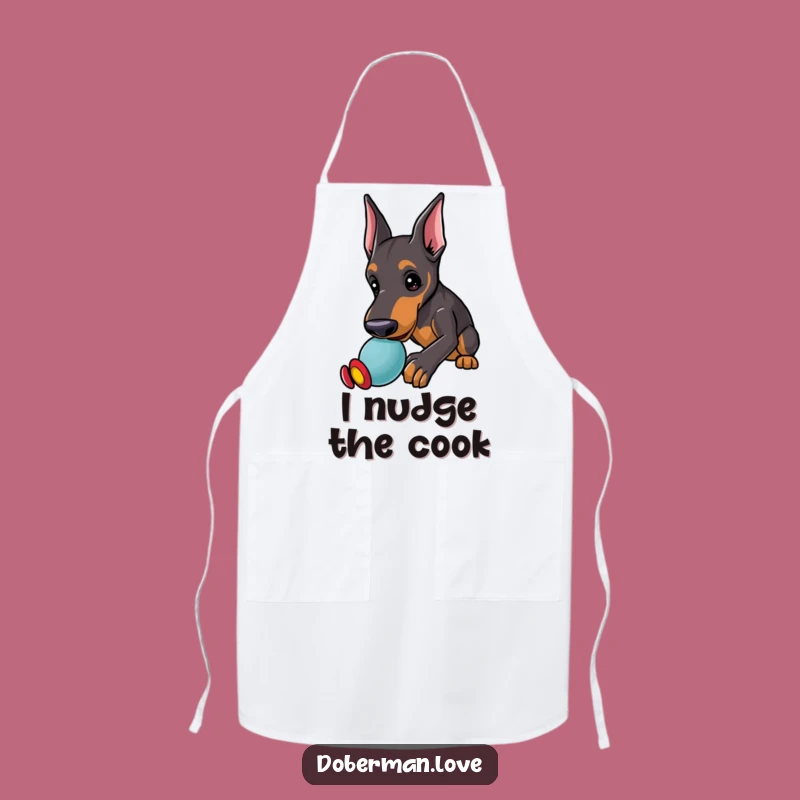 Funny Kawaii Doberman Apron: Playful Nudge, Kitchen Fun Gift