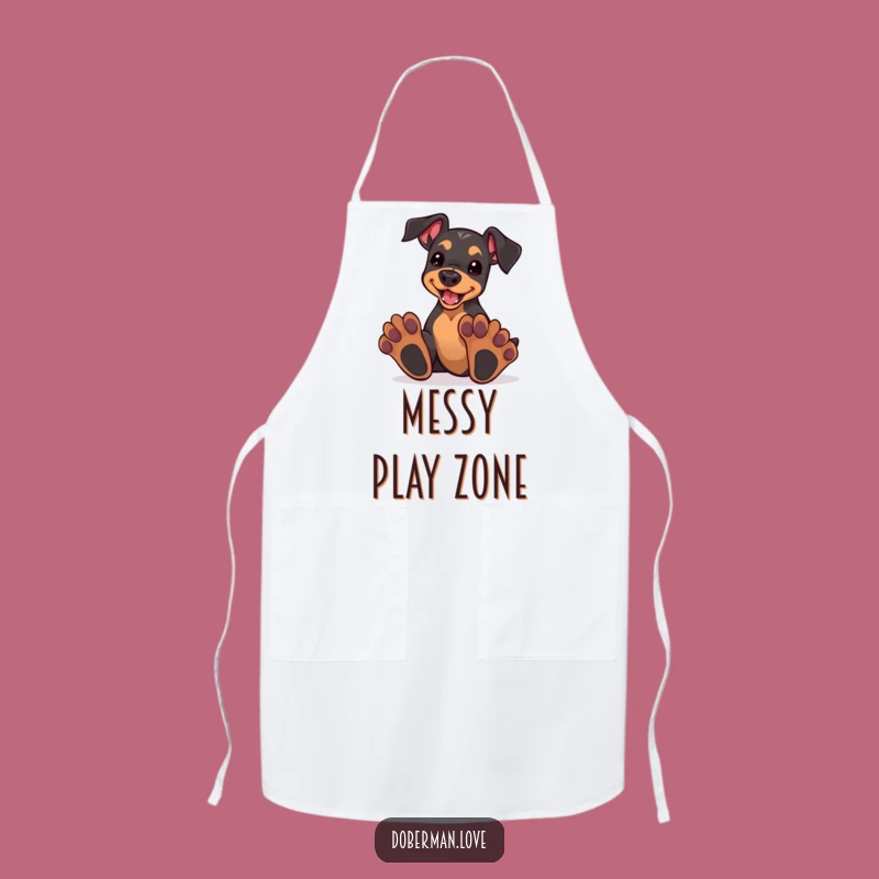 Funny Doberman Puppy Apron - Oversized Paws Playtime Gift