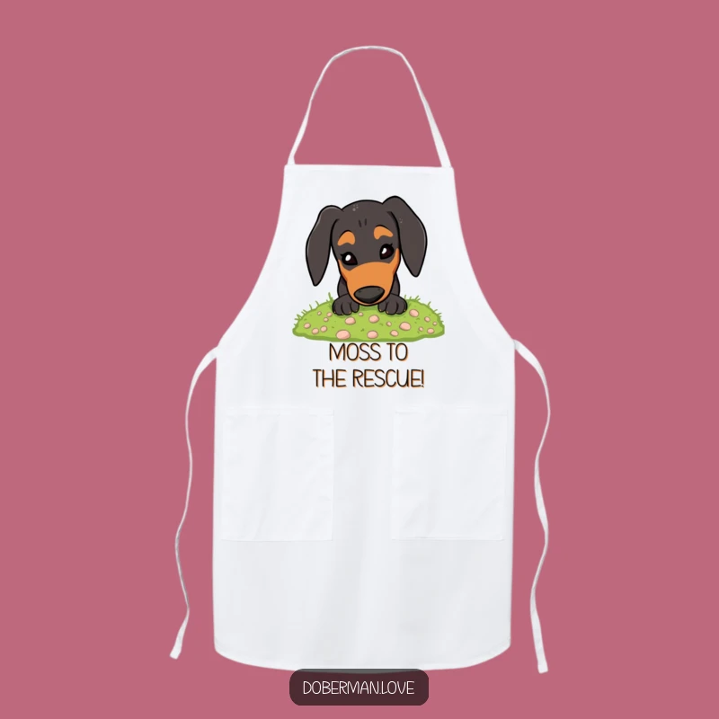 Funny Doberman Digging Moss Apron: Energetic Chef's Wear, Hilarious Gift
