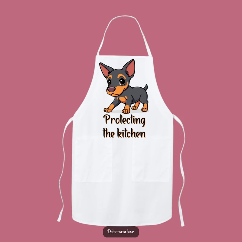 Funny Protective Doberman Apron - Kawaii Guard Kitchen Wear, Gift