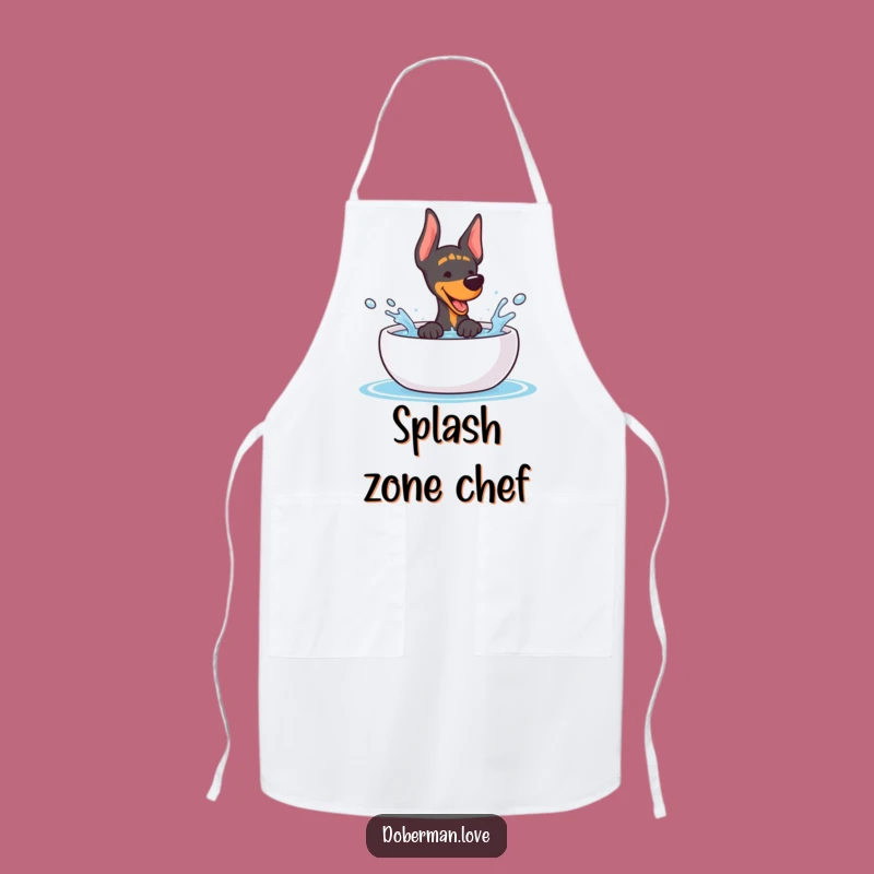 Funny Kawaii Doberman Splash Apron - Chef Dog Kitchen Gift