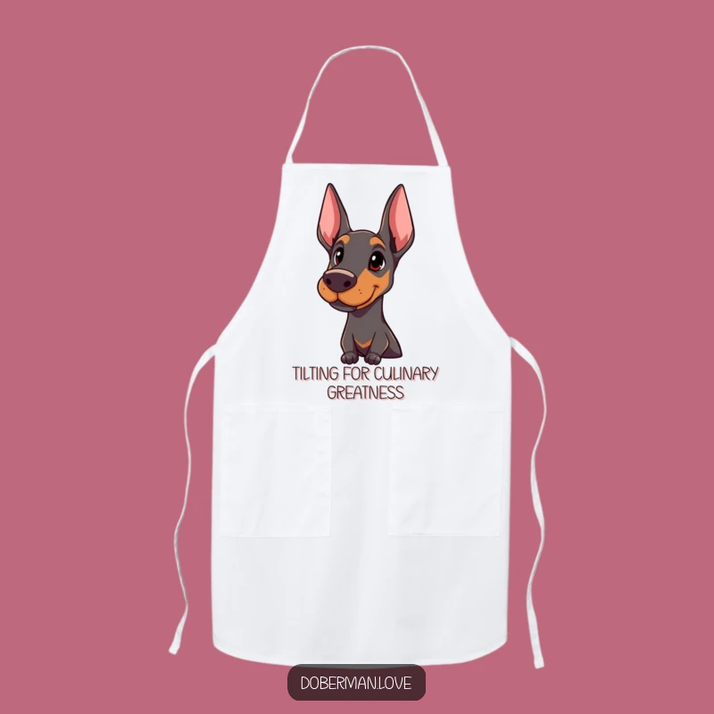 Funny Doberman Head Tilt Apron: Kitchen Style, Smart Funny Gift