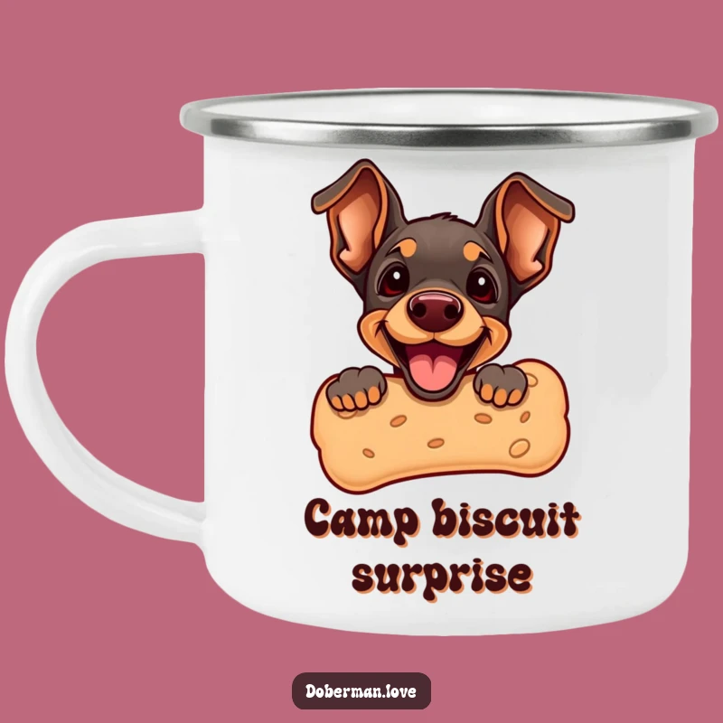 Adventure Ready Funny Doberman Puppy Biscuit Camping Mug - Gift Idea