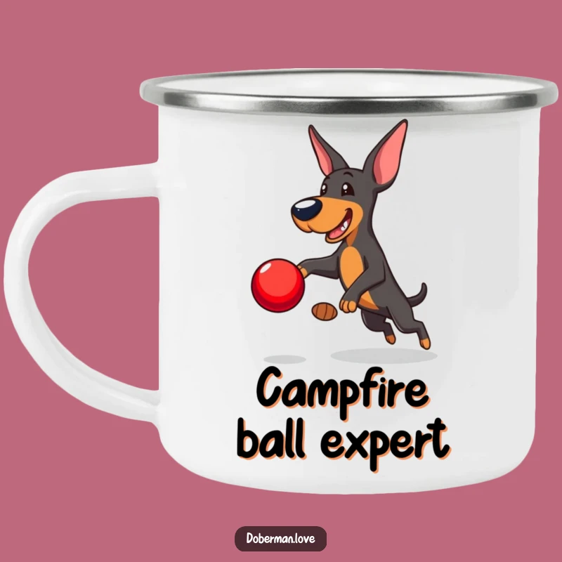 Funny Doberman Camping Mug: Playful Spirit for Outdoor Adventures