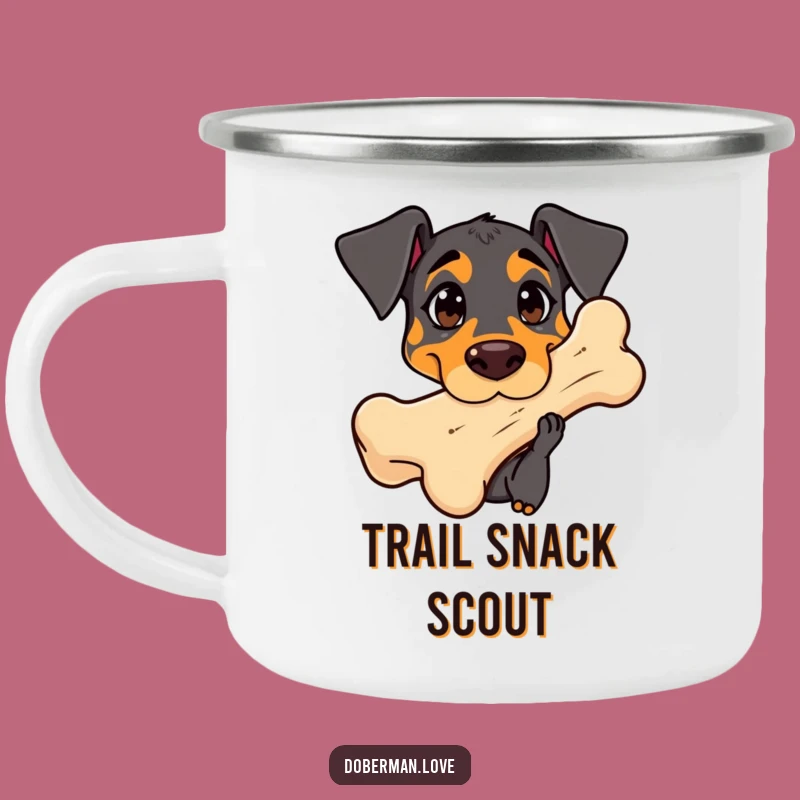 Funny Curious Doberman Camping Mug - Outdoor Bone Gift