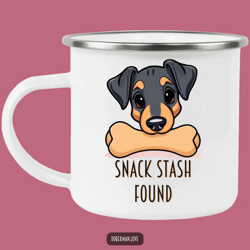 Funny Kawaii Doberman Chew Toy Camping Mug - Adventure Ready & Hilarious