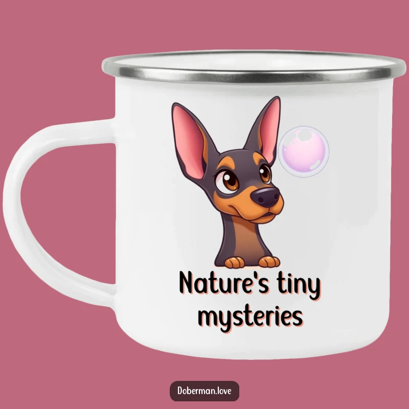 Funny Surprised Doberman Bubble Camping Mug: Outdoor Wonder Gift