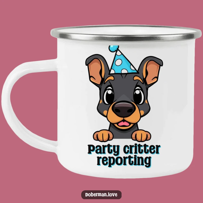 Funny Surprised Doberman Camping Mug - Party Outdoor Gift