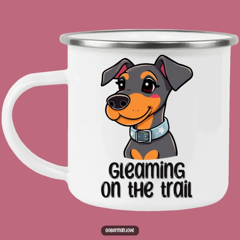 Funny Whimsical Doberman Sparkle Camping Mug - Chic Outdoor Dog Gift