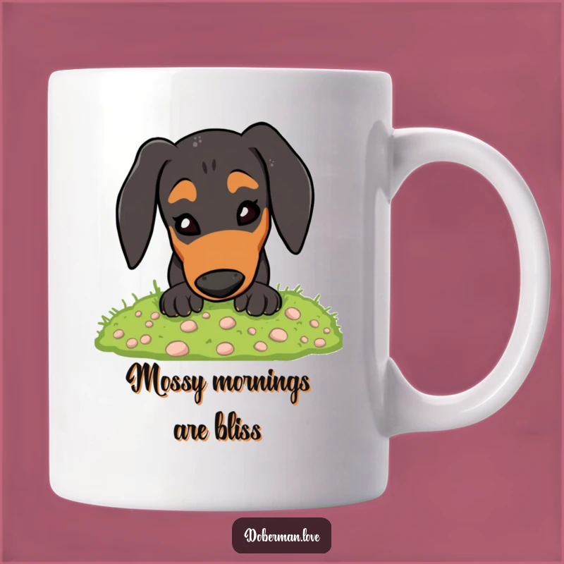 Funny Doberman Digging Moss Mug: The Perfect Energetic Dog Lover Gift