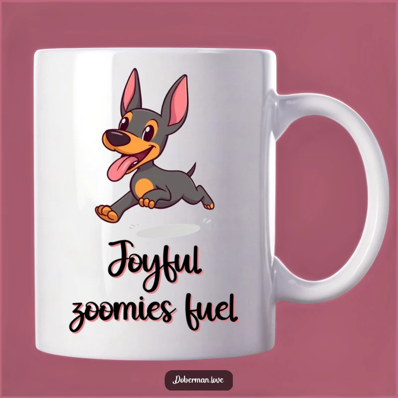 Funny Doberman Mug: Joyful Happy Tongue Out Dog Gift