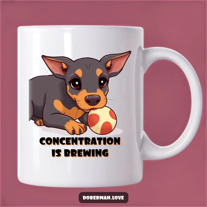 Funny Kawaii Doberman Balance Mug: Ball Snout Trick, Perfect Funny Gift