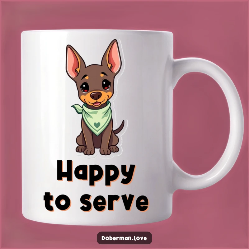 Funny Kawaii Doberman Bandana Mug: Happy Pup Gift for Dog Lovers