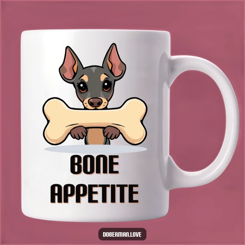 Funny Kawaii Doberman Mug: Bone Peeker, Hidden Surprise, Perfect Humorous Dog Gift