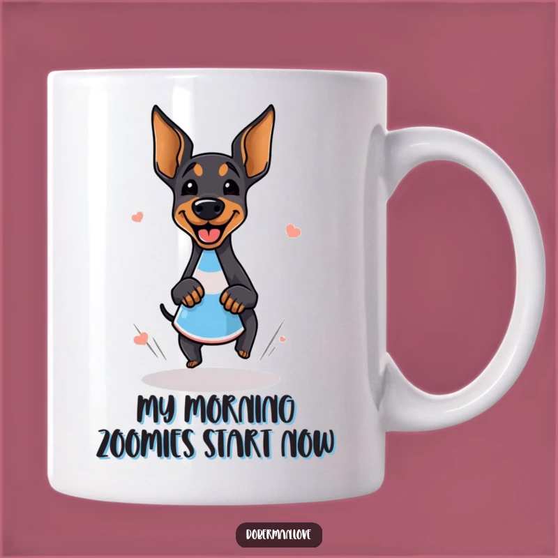 Funny Giggling Doberman Zoomie Around Cone Mug - Perfect Hilarious Dog Gift
