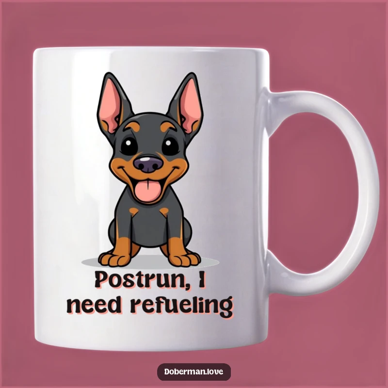 Funny Doberman Post-Workout Mug: Happy Panting Dog, Perfect Gift for Dog Lovers