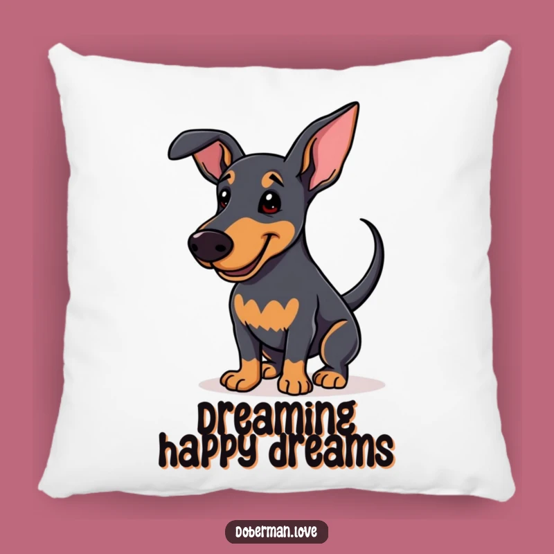 Funny Enthusiastic Doberman Pillow: Cozy Comfort, Adorable Funny Gift