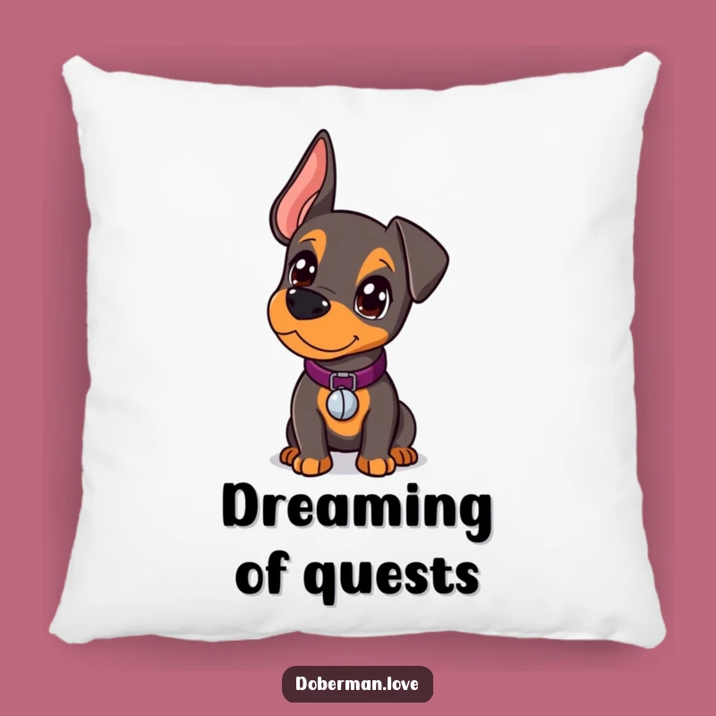 Funny Kawaii Doberman Pillow: Curious Pup, Bell Collar, Comfy Gift