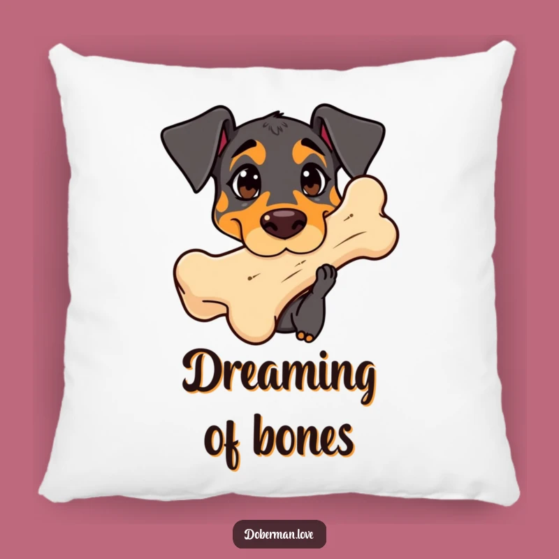 Funny Curious Doberman Bone Pillow - Cozy Dog Accent