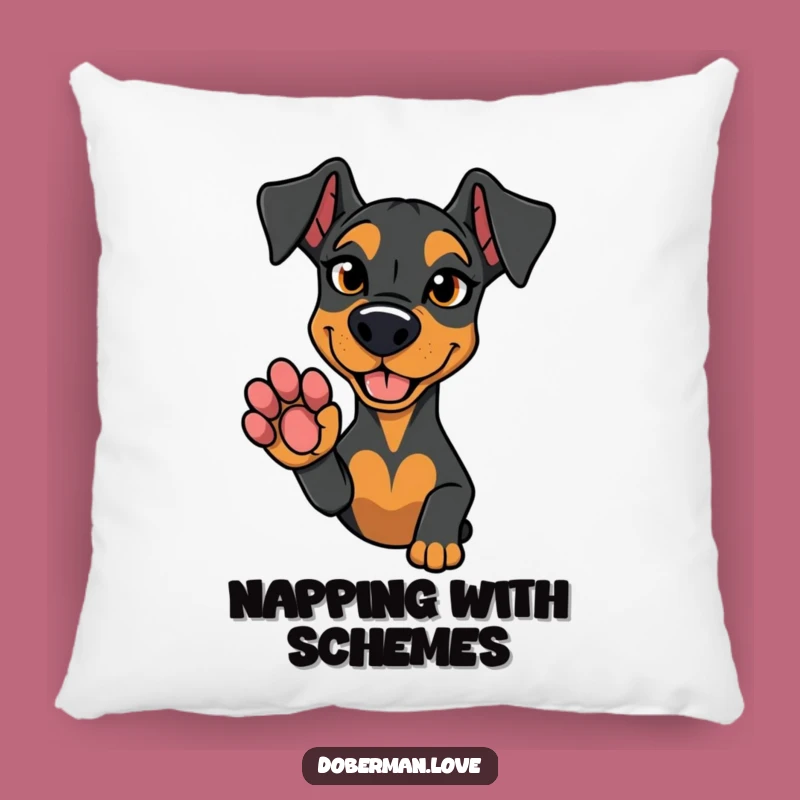 Funny Doberman Pillow: Cozy Comfort with a Mischievous Paw Offer!