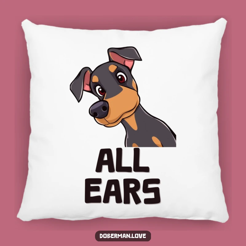 Funny Doberman Pillow: Curious Dog, Cozy Comfort, Perfect Gift