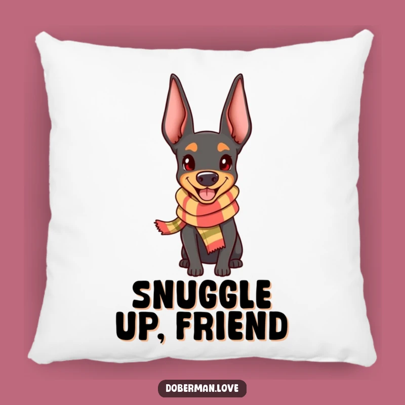 Funny Happy Doberman Scarf Pillow - Cozy Cheerful Accent