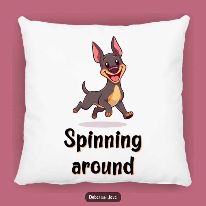 Funny Kawaii Doberman Pillow: Soft Grin, Tail Chase Comfort, Hilarious Home Decor