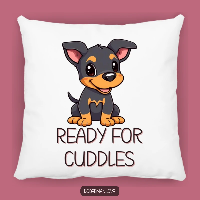 Funny Kawaii Doberman Puppy Pillow: Cozy Alert Dog Cushion Gift!