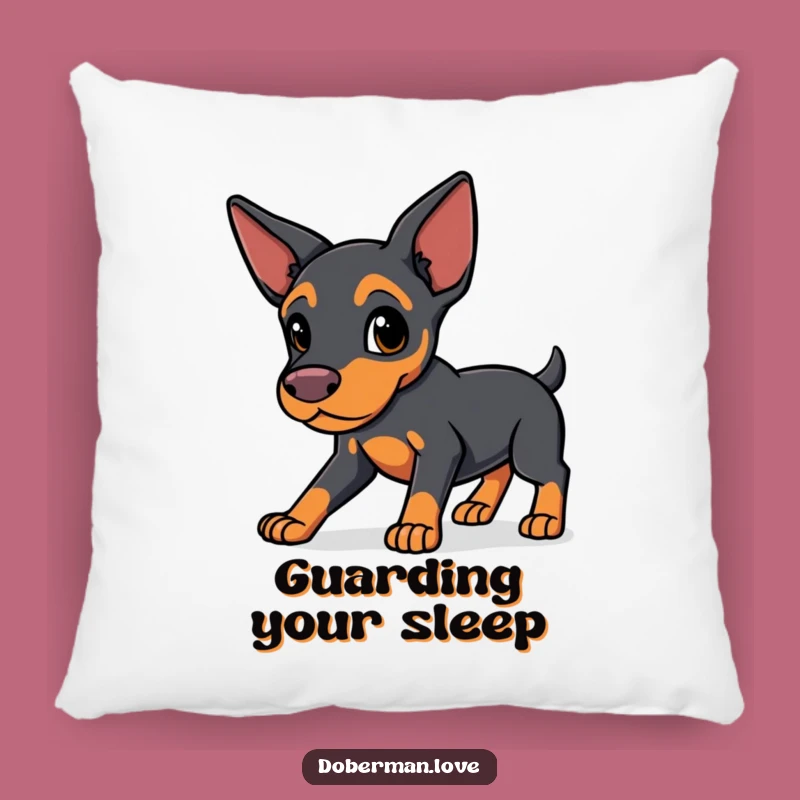 Funny Protective Doberman Throw Pillow - Kawaii Guard Cushion, Gift