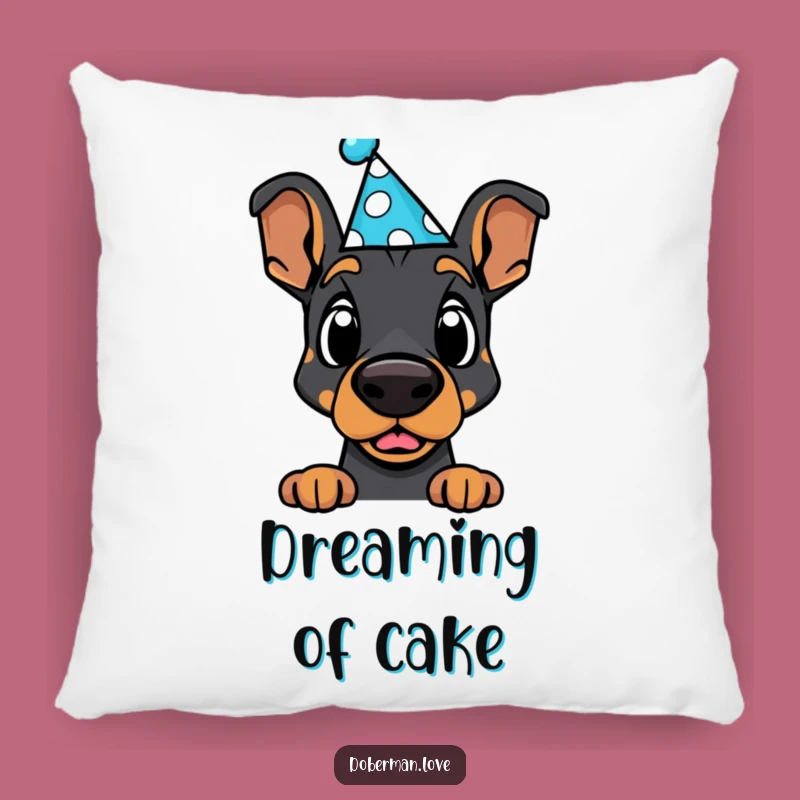 Funny Surprised Doberman Party Pillow - Cozy Dog Accent