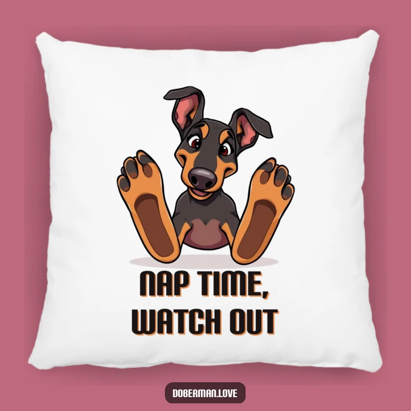 Cozy Funny Doberman Tripping Pillow: Huggable Humor for Your Comfy Space