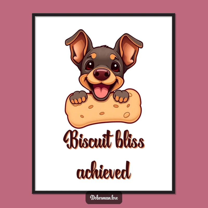 Funny Doberman Puppy Biscuit Digital Art: Adorable Peek - Instant Funny Gift