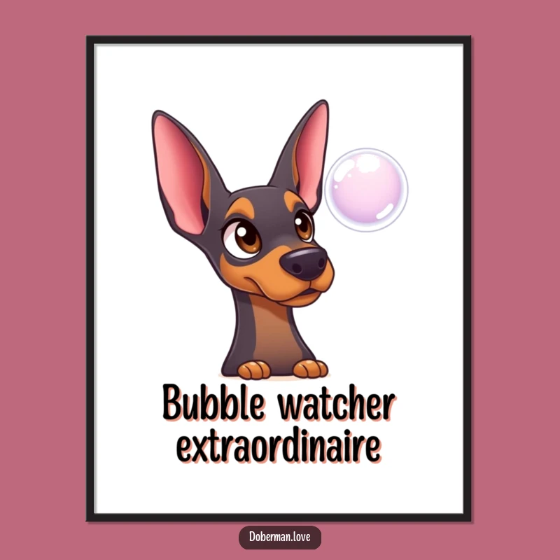 Funny Surprised Doberman Bubble Digital Print: Innocent Dog Art, Instant Gift