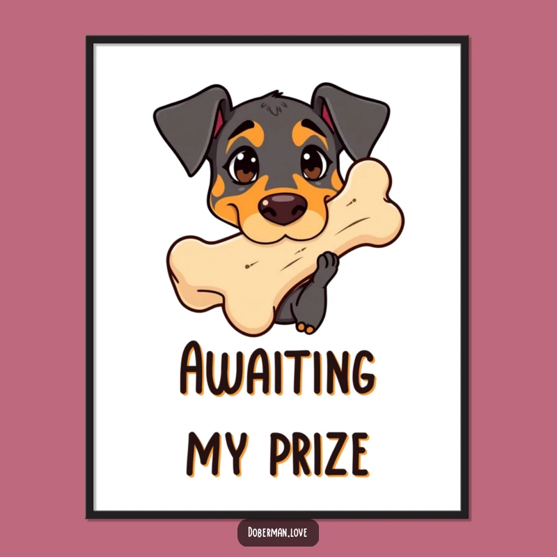 Funny Curious Doberman Digital Art - Instant Bone Download