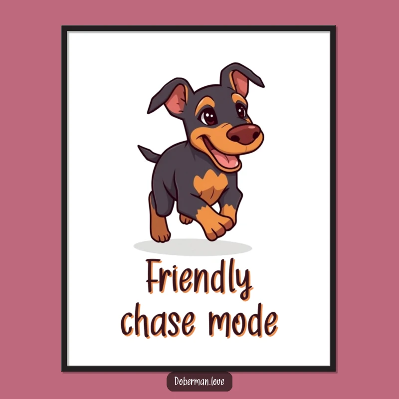 Funny Doberman Digital Art: Determined Friendly Chase Portrait