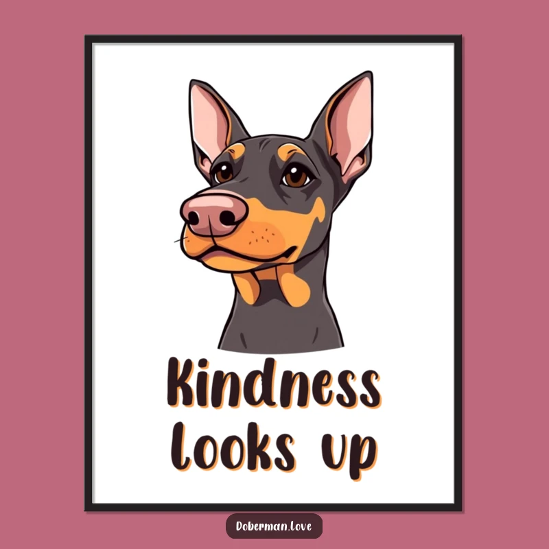 Funny Doberman Digital Art: Kind Eyes Upward Gaze Portrait